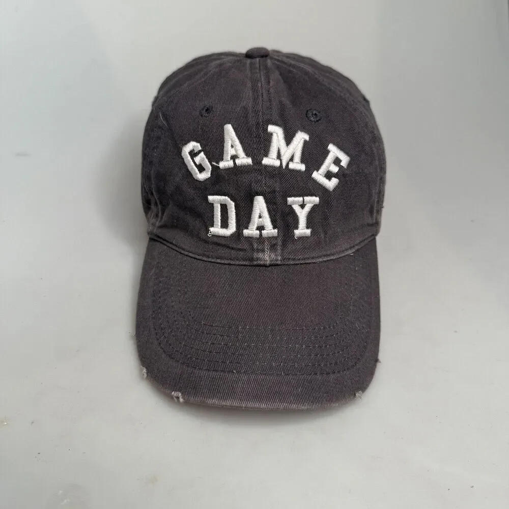 Game Day by Express Womens Hat Cap Strap-Back Charcoal Denim Cotton One-Size-